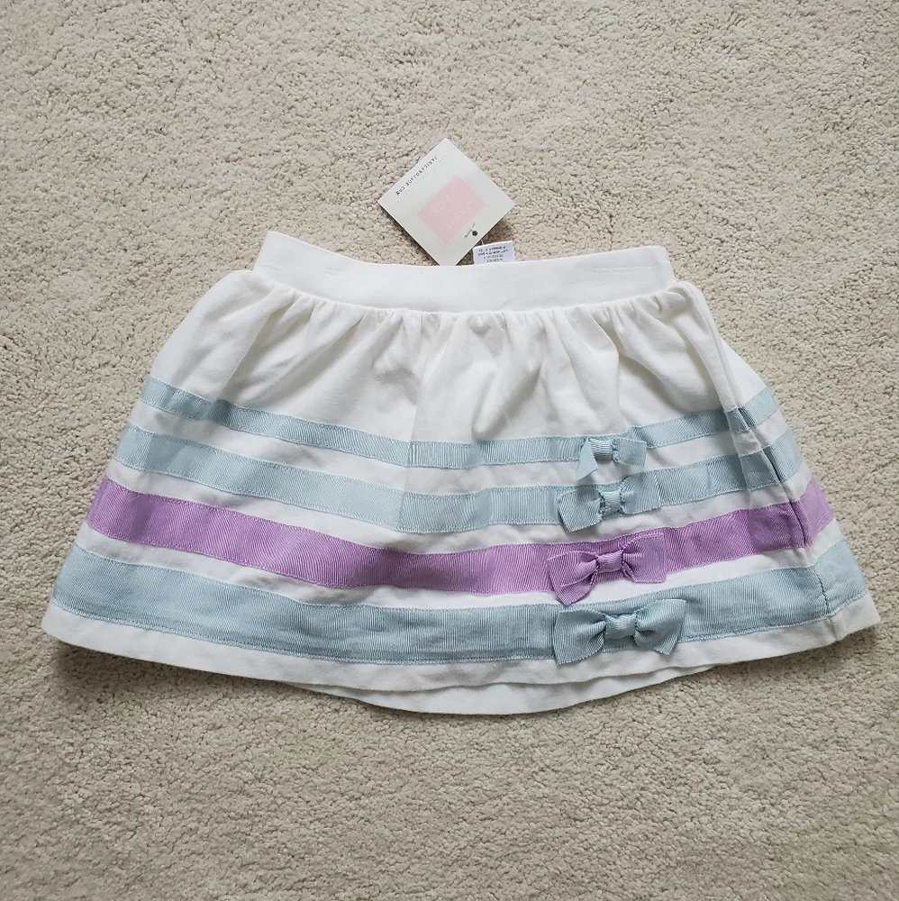 NWT Janie and Jack Baby Girls' White Ribbon and Bow Skirt sz6-12m